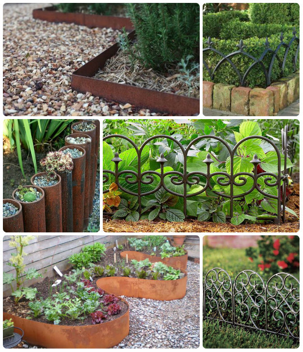 Collage of metal garden edging